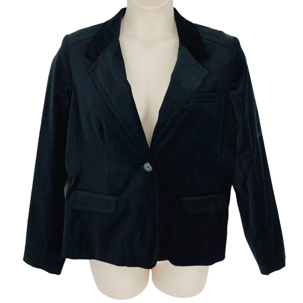 Miotto Womens 16 Velvet Velour Single Button Blazer Jacket Whimsigoth Academia